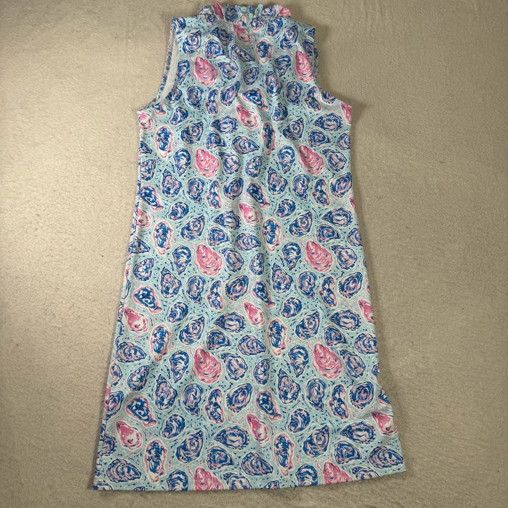 Simply Southern Sleeveless Dress Women Large Blue Pink New Oyster Shell UPF 50+